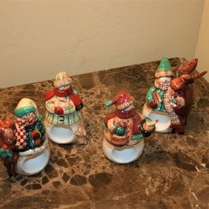 Set of 4 snowmen napkin rings
